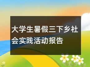 大學(xué)生暑假三下鄉(xiāng)社會(huì)實(shí)踐活動(dòng)報(bào)告