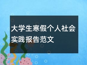 大學(xué)生寒假個(gè)人社會(huì)實(shí)踐報(bào)告范文