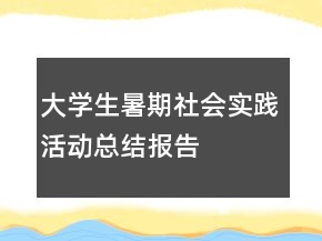 大學(xué)生暑期社會實踐活動總結(jié)報告