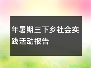 年暑期“三下鄉(xiāng)”社會實踐活動報告