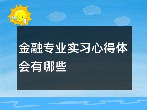 金融專業(yè)實習心得體會有哪些