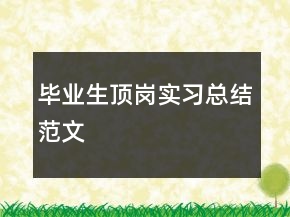 畢業(yè)生頂崗實習(xí)總結(jié)范文