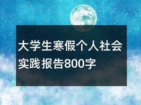 大學生寒假個人社會實踐報告800字