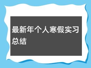 最新年個人寒假實(shí)習(xí)總結(jié)