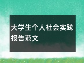大學(xué)生個(gè)人社會(huì)實(shí)踐報(bào)告范文