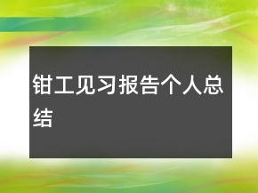 鉗工見習(xí)報告?zhèn)€人總結(jié)