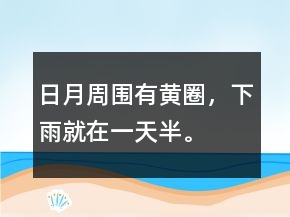 日、月周圍有黃圈，下雨就在一天半。