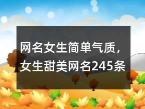網(wǎng)名女生簡單氣質(zhì)，女生甜美網(wǎng)名245條