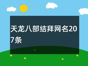 天龍八部結(jié)拜網(wǎng)名207條