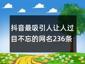 抖音最吸引人讓人過(guò)目不忘的網(wǎng)名236條