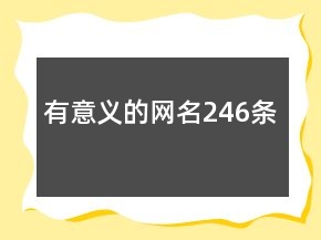 有意義的網(wǎng)名246條