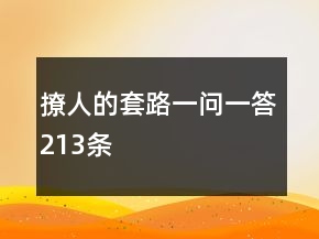 撩人的套路一問一答213條