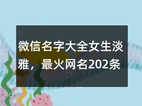 微信名字大全女生淡雅，最火網(wǎng)名202條