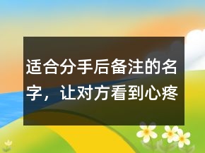 適合分手后備注的名字，讓對方看到心疼的網(wǎng)名234條