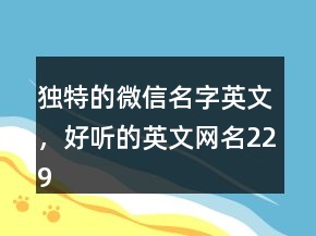 獨特的微信名字英文，好聽的英文網(wǎng)名229條