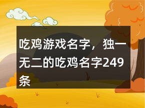 吃雞游戲名字，獨(dú)一無二的吃雞名字249條