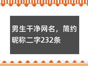 男生干凈網(wǎng)名，簡約昵稱二字232條