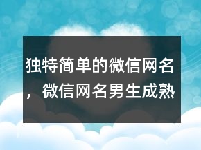 獨(dú)特簡(jiǎn)單的微信網(wǎng)名，微信網(wǎng)名男生成熟穩(wěn)重213條