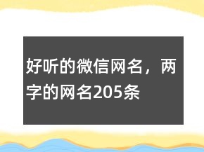 好聽的微信網(wǎng)名，兩字的網(wǎng)名205條