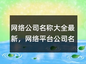 網(wǎng)絡(luò)公司名稱大全最新，網(wǎng)絡(luò)平臺公司名字大全250條
