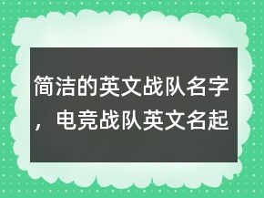 簡(jiǎn)潔的英文戰(zhàn)隊(duì)名字，電競(jìng)戰(zhàn)隊(duì)英文名起名218條