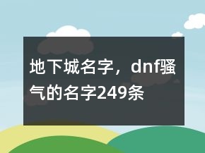 地下城名字，dnf騷氣的名字249條