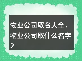 物業(yè)公司取名大全，物業(yè)公司取什么名字226條