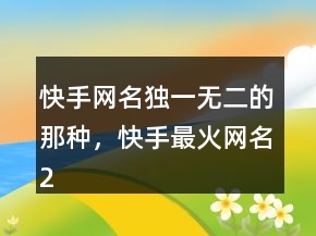 快手網名獨一無二的那種，快手最火網名208條
