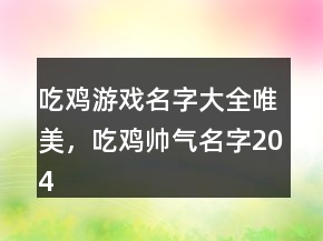 吃雞游戲名字大全唯美，吃雞帥氣名字204條