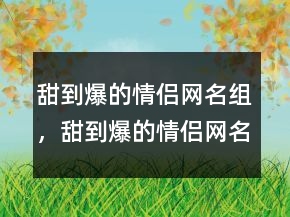 甜到爆的情侶網(wǎng)名組，甜到爆的情侶網(wǎng)名二字218條