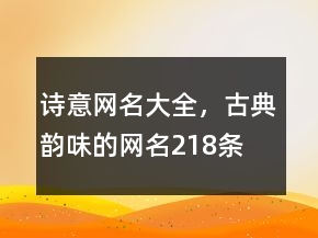 詩意網(wǎng)名大全，古典韻味的網(wǎng)名218條