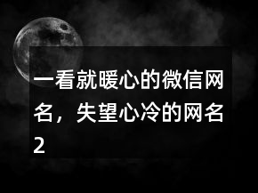 一看就暖心的微信網(wǎng)名，失望心冷的網(wǎng)名246條