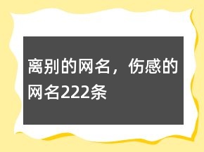 離別的網(wǎng)名，傷感的網(wǎng)名222條