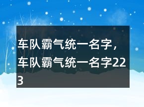 車隊(duì)霸氣統(tǒng)一名字，車隊(duì)霸氣統(tǒng)一名字223條