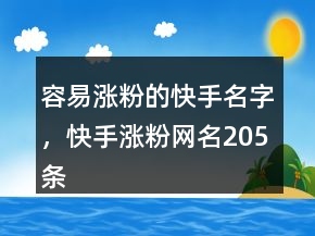 容易漲粉的快手名字，快手漲粉網(wǎng)名205條
