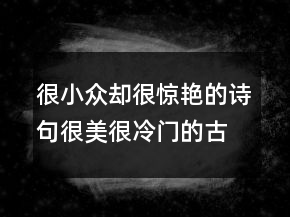 很小眾卻很驚艷的詩(shī)句很美很冷門(mén)的古詩(shī)句222條