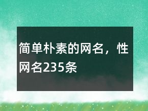 簡單樸素的網(wǎng)名，性網(wǎng)名235條