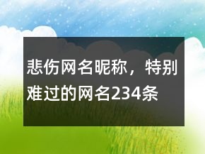 悲傷網(wǎng)名昵稱，特別難過的網(wǎng)名234條