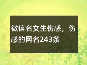 微信名女生傷感，傷感的網(wǎng)名243條