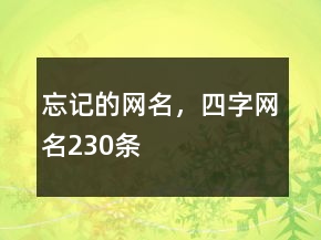 忘記的網(wǎng)名，四字網(wǎng)名230條