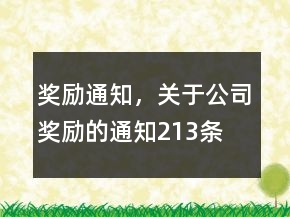 獎(jiǎng)勵(lì)通知，關(guān)于公司獎(jiǎng)勵(lì)的通知213條