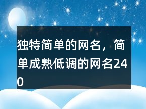 獨特簡單的網(wǎng)名，簡單成熟低調(diào)的網(wǎng)名240條