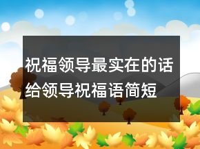祝福領(lǐng)導(dǎo)最實(shí)在的話給領(lǐng)導(dǎo)祝福語簡短精辟229條