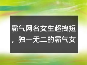 霸氣網(wǎng)名女生超拽短，獨一無二的霸氣女網(wǎng)名224條