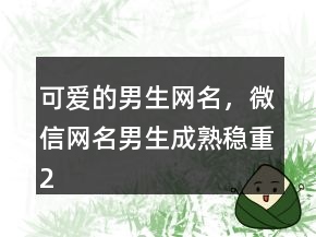 可愛的男生網(wǎng)名，微信網(wǎng)名男生成熟穩(wěn)重225條