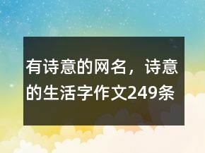 有詩意的網名，詩意的生活字作文249條