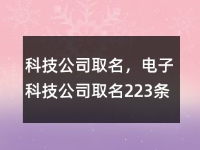 科技公司取名，電子科技公司取名223條