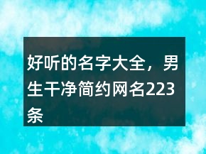 好聽的名字大全，男生干凈簡約網(wǎng)名223條