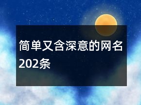 簡單又含深意的網(wǎng)名202條