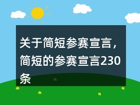 關(guān)于簡短參賽宣言，簡短的參賽宣言230條